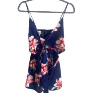 ZAFUL Women Floral Knotted Wide Leg Cami Romper